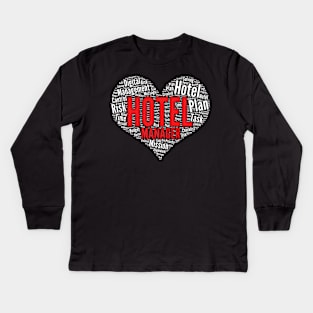 Hotel Manager Heart Shape Word Cloud Design print Kids Long Sleeve T-Shirt